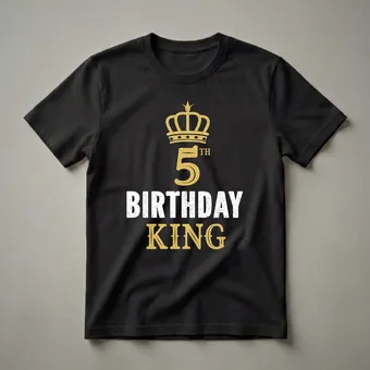 5th Birthday King Crown Graphic T-Shirt for Boys Turning Five
