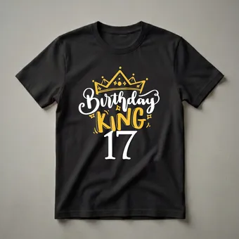 17th Birthday King Crown Graphic T-Shirt for Boys