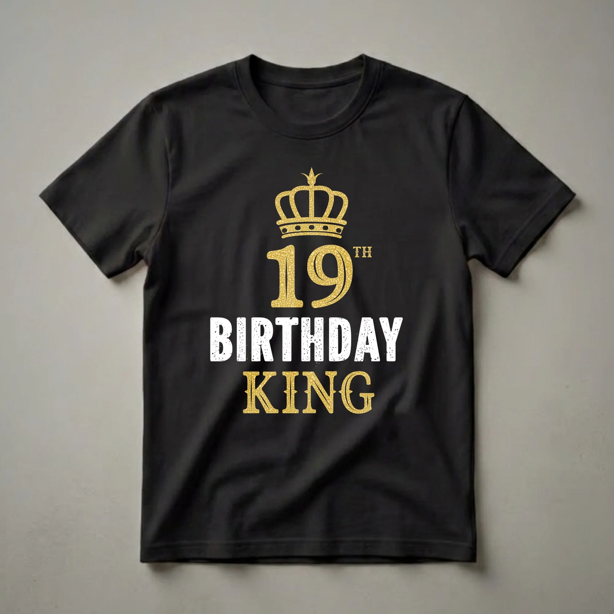 19th Birthday King Crown Graphic T-Shirt for Boys Turning 19