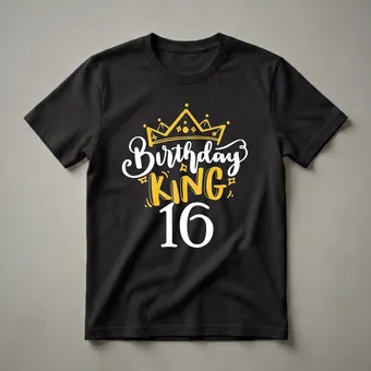 16th Birthday King Crown Graphic T-Shirt for Boys