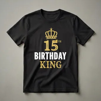 Happy 15th Birthday King Graphic T-Shirt for Boys