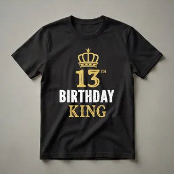 Happy 13th Birthday King Graphic T-Shirt for Boys Turning Thirteen