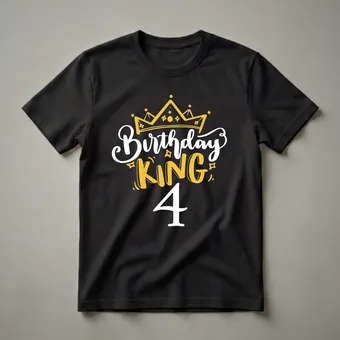 Birthday King Crown Graphic T-Shirt for 4-Year-Old Boys