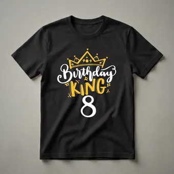 8th Birthday King Crown Graphic T-Shirt for Boys Turning 8