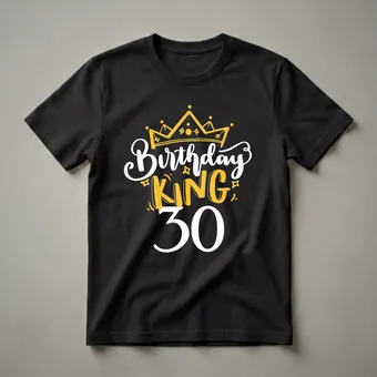 30th Birthday King Crown Graphic T-Shirt for Men Turning 30