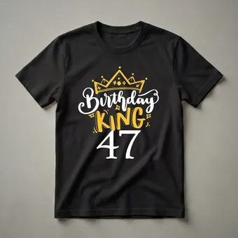 47th Birthday King Crown Graphic T-Shirt for Men