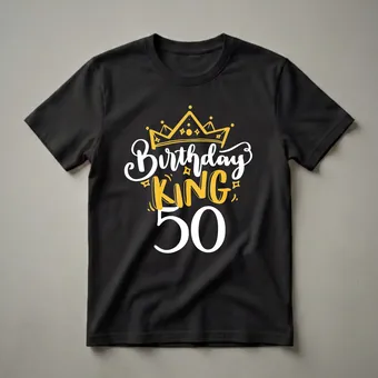 50th Birthday King Crown Graphic T-Shirt for Men Turning 50