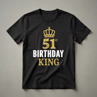 51st Birthday King Crown Graphic T-Shirt for Men