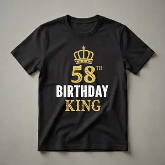 58th Birthday King Crown Graphic T-Shirt for Men Turning 58 Gold