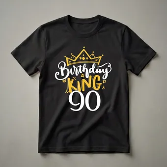 90th Birthday King Crown Graphic T-Shirt for Men