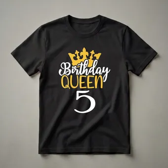 Happy 5th Birthday Queen Crown Graphic T-Shirt for Girls