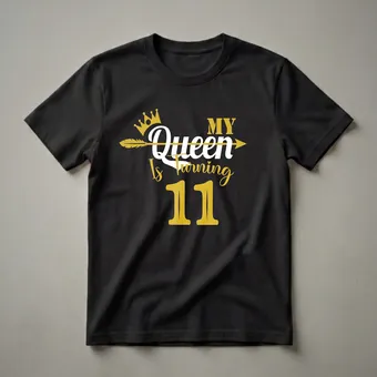 My Queen Is Turning 11 Years Old Graphic Birthday T-Shirt for Girls