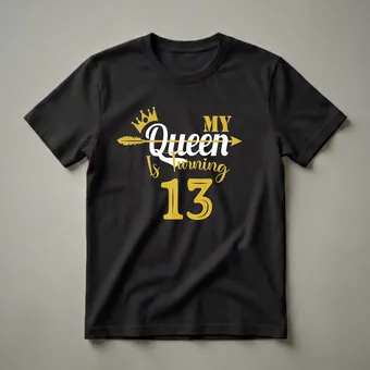 My Queen Is Turning 13 Birthday Girl Crown Graphic T-Shirt
