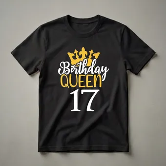 Seventeenth Birthday Queen Crown Graphic T-Shirt for Girls