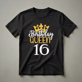Sweet 16 Birthday Queen Crown Graphic T-Shirt for Girls
