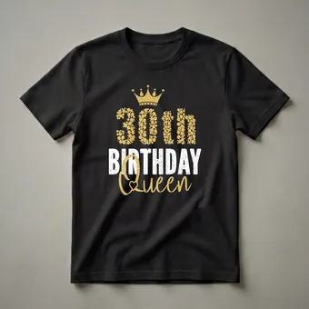 30th Birthday Queen Crown Graphic T-Shirt for Women Turning 30