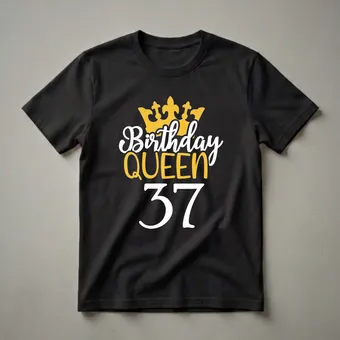 37th Birthday Queen Crown Graphic T-Shirt for Women Turning 37