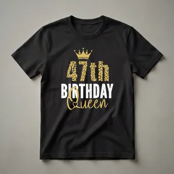 47th Birthday Queen Crown Graphic T-Shirt for Women Turning 47