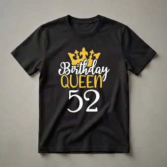 52nd Birthday Queen Crown Graphic T-Shirt for Women Turning 52