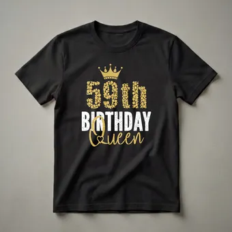 59th Birthday Queen Crown Graphic T-Shirt for Women Turning 59 Gold