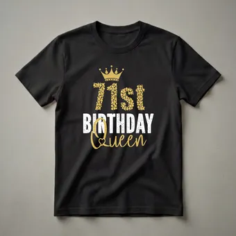 71st Birthday Queen Crown Graphic T-Shirt for Women Turning 71