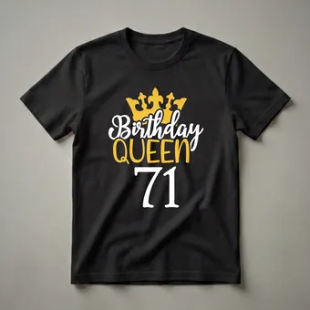 71st Birthday Queen Crown Graphic T-Shirt for Women Turning 71 Happy