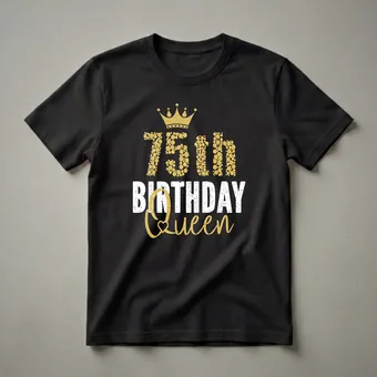 75th Birthday Queen Crown Graphic T-Shirt for Women Turning 75