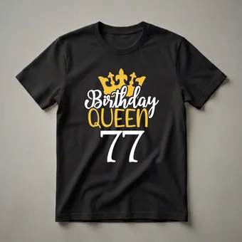 77th Birthday Queen Crown Graphic T-Shirt for Women