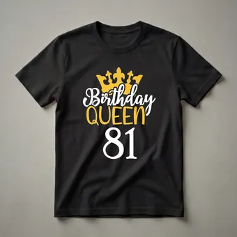 81st Birthday Queen Crown Graphic T-Shirt for Women Turning 81 Gold