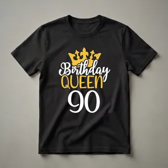 90th Birthday Queen Crown Graphic T-Shirt for Women