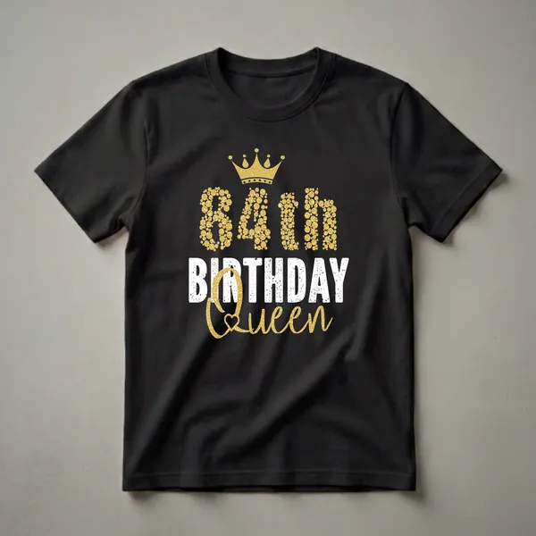 84th Birthday Queen Crown Graphic T-Shirt for Women Turning 84 Gold