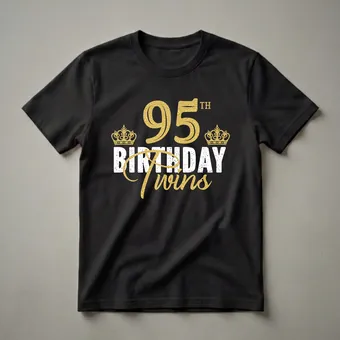 95th Birthday Twins Brother and Sister Golden Crown T-Shirt