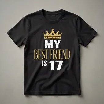 My Best Friend Is 17 Birthday Queen Crown T-Shirt for 17-Year-Olds
