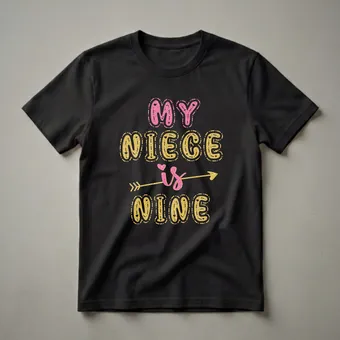 My Niece Is Nine 9th Birthday Girl Glitter T-Shirt