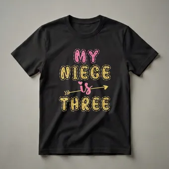 My Niece Is Three 3rd Birthday Girl Glitter Graphic T-Shirt