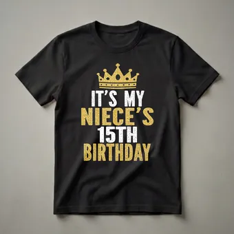 Niece's 15th Birthday Crown Graphic T-Shirt for Family Matching