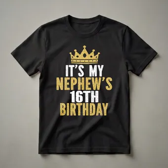 It's My Nephew's 16th Birthday Crown Graphic T-Shirt for Family