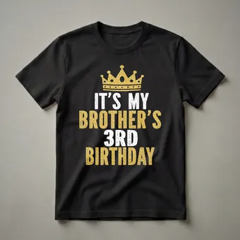Brother's 3rd Birthday Crown Graphic T-Shirt for Family Matching