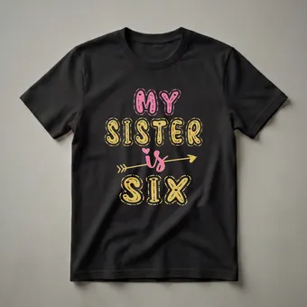 My Sister Is Six Years Old 6th Birthday Girl T-Shirt