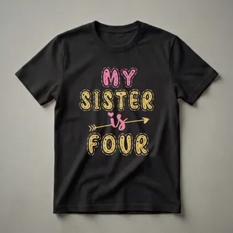 My Sister Is Four Years Old 4th Birthday Girl Glitter T-Shirt