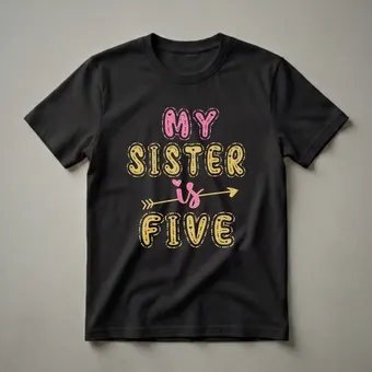 My Sister Is Five Years Old 5th Birthday Graphic T-Shirt