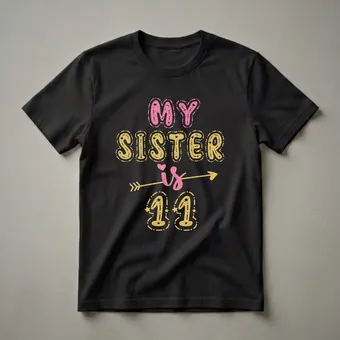 My Sister Is 11 Years Old 11th Birthday Graphic T-Shirt for Girls