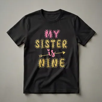 My Sister Is Nine 9th Birthday Girl Glitter Graphic T-Shirt