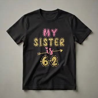 My Sister Is 62 Years Old 62nd Birthday Graphic T-Shirt