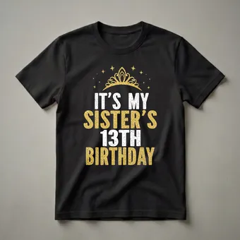 Sister's 13th Birthday Queen Crown Graphic T-Shirt for Girls