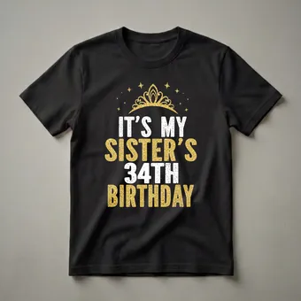 Sister's 34th Birthday Queen Crown Graphic T-Shirt