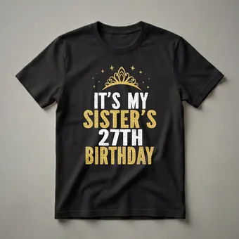 Sister's 27th Birthday Queen Crown Graphic T-Shirt