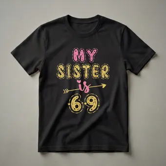 My Sister Is 69 Years Old 69th Birthday Queen Graphic T-Shirt