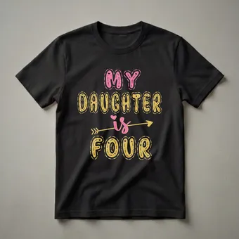My Daughter Is Four 4th Birthday Girl Glitter T-Shirt