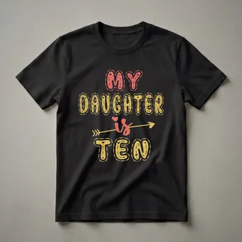 My Daughter Is Ten 10th Birthday Graphic T-Shirt for Girls